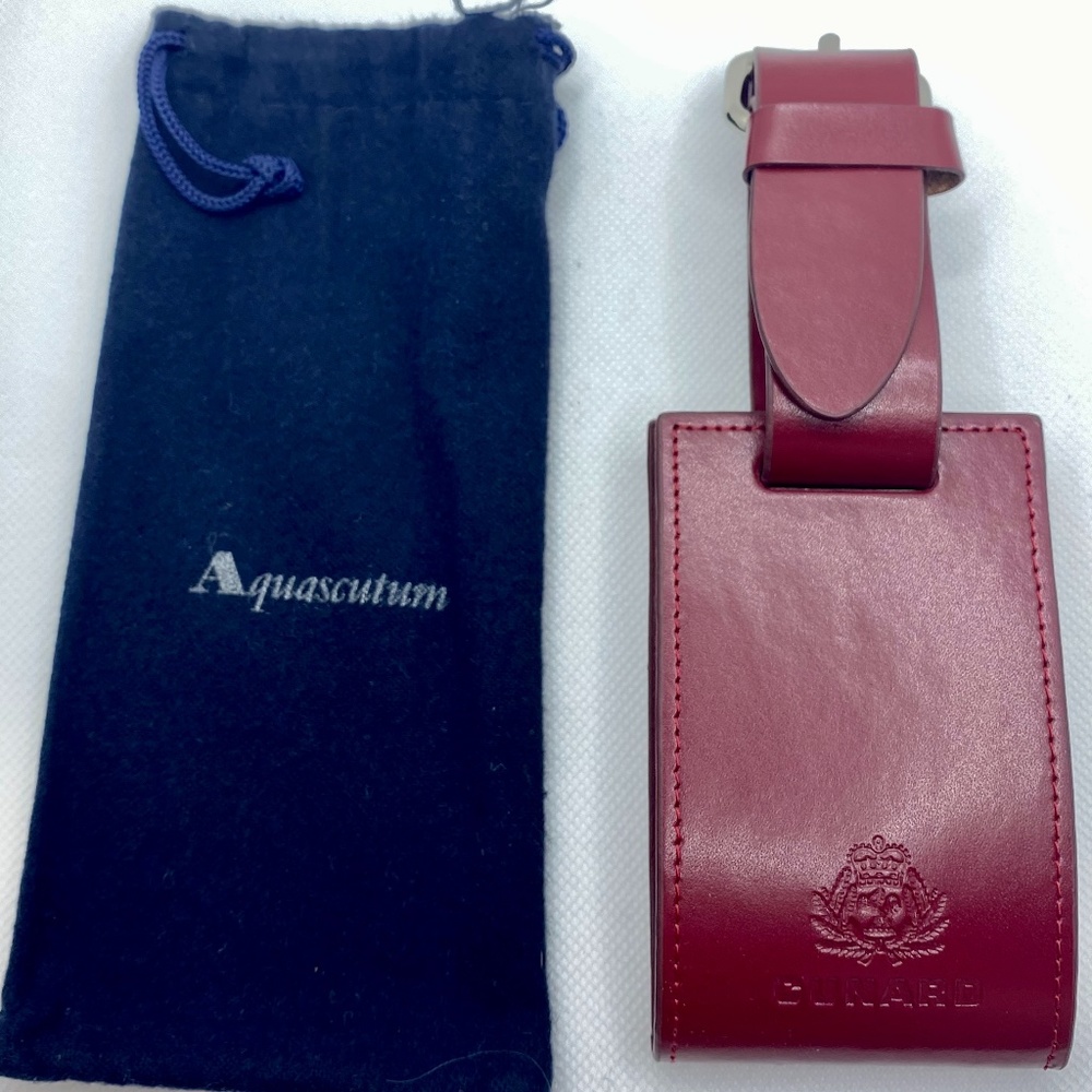 Aquascutum Cunard New Fine Grain Leather Luggage Tags Gem
